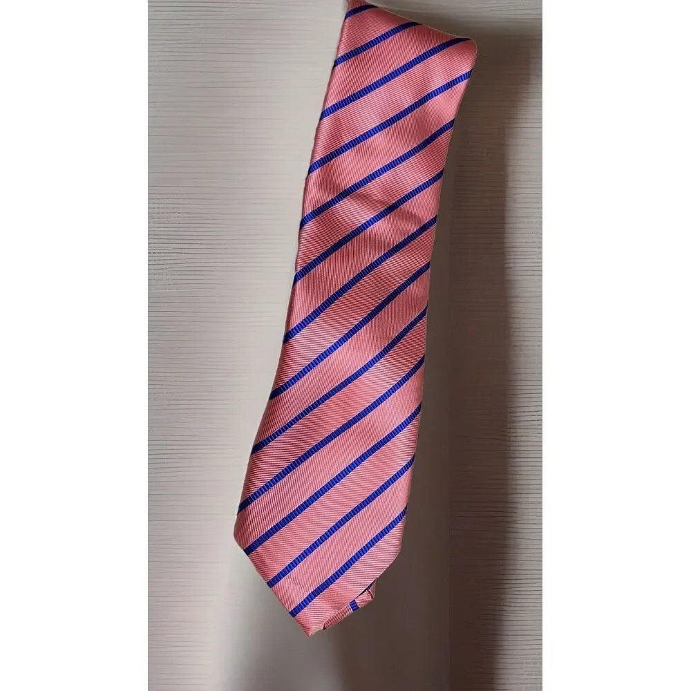 HUGH PARSONS‎ 100% Silk Tie Made in Italy Pink & Royal Blue 59